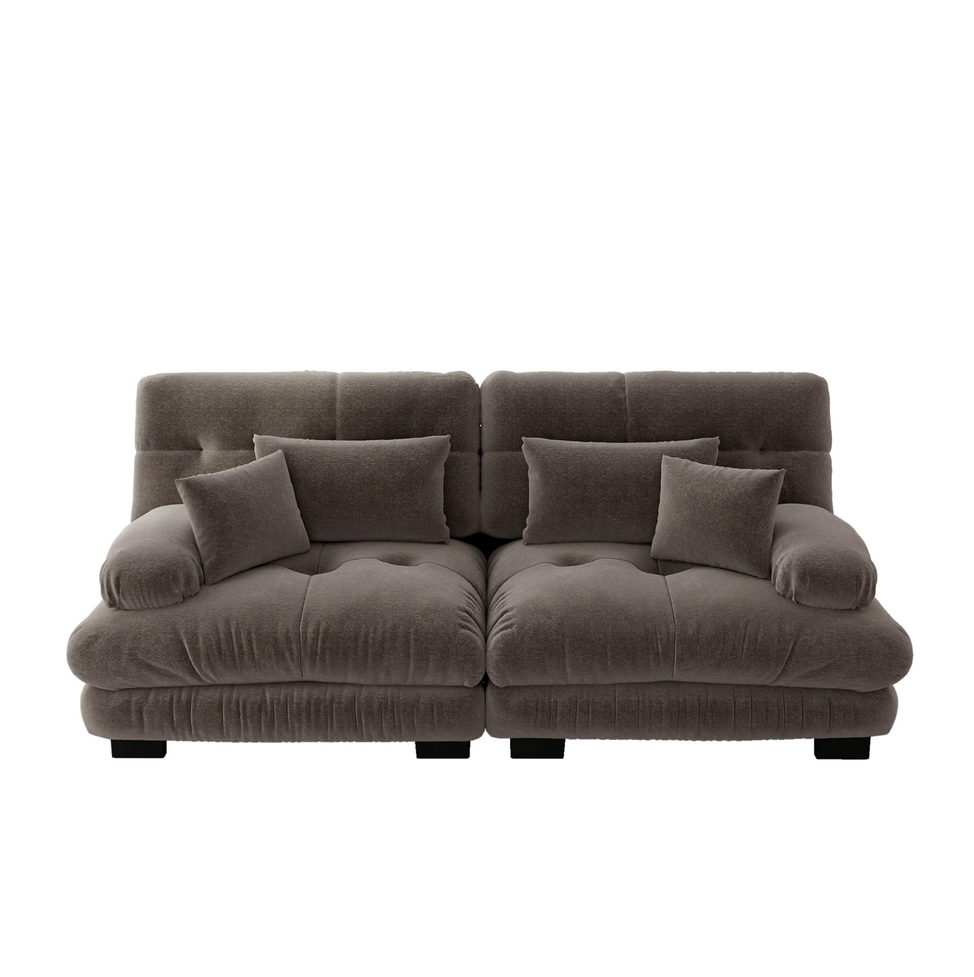 ECKSOFA 220/77/81 cm braun aus Chenille mit modularem Design und Kissen - Braun, Textil (77/220cm) - OKWISH