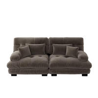 ECKSOFA 220/77/81 cm braun aus Chenille mit modularem Design und Kissen - Braun, Textil (77/220cm) - OKWISH