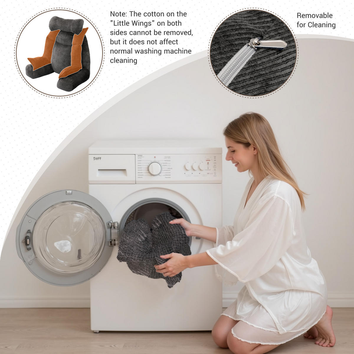 RÜCKENSTÜTZKISSEN Verstellbar Grau - Grau, Textil (92/56cm) - Vercart