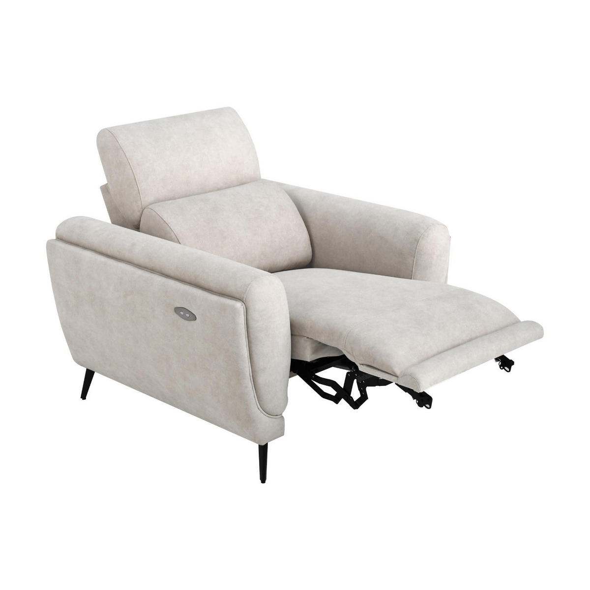 RELAXSESSEL Comfort, mit elektrischer Verstellung und verstellbarer Kopfstütze, Beige - Beige/Schwarz, Textil (103/97/102cm) - Beautysofa