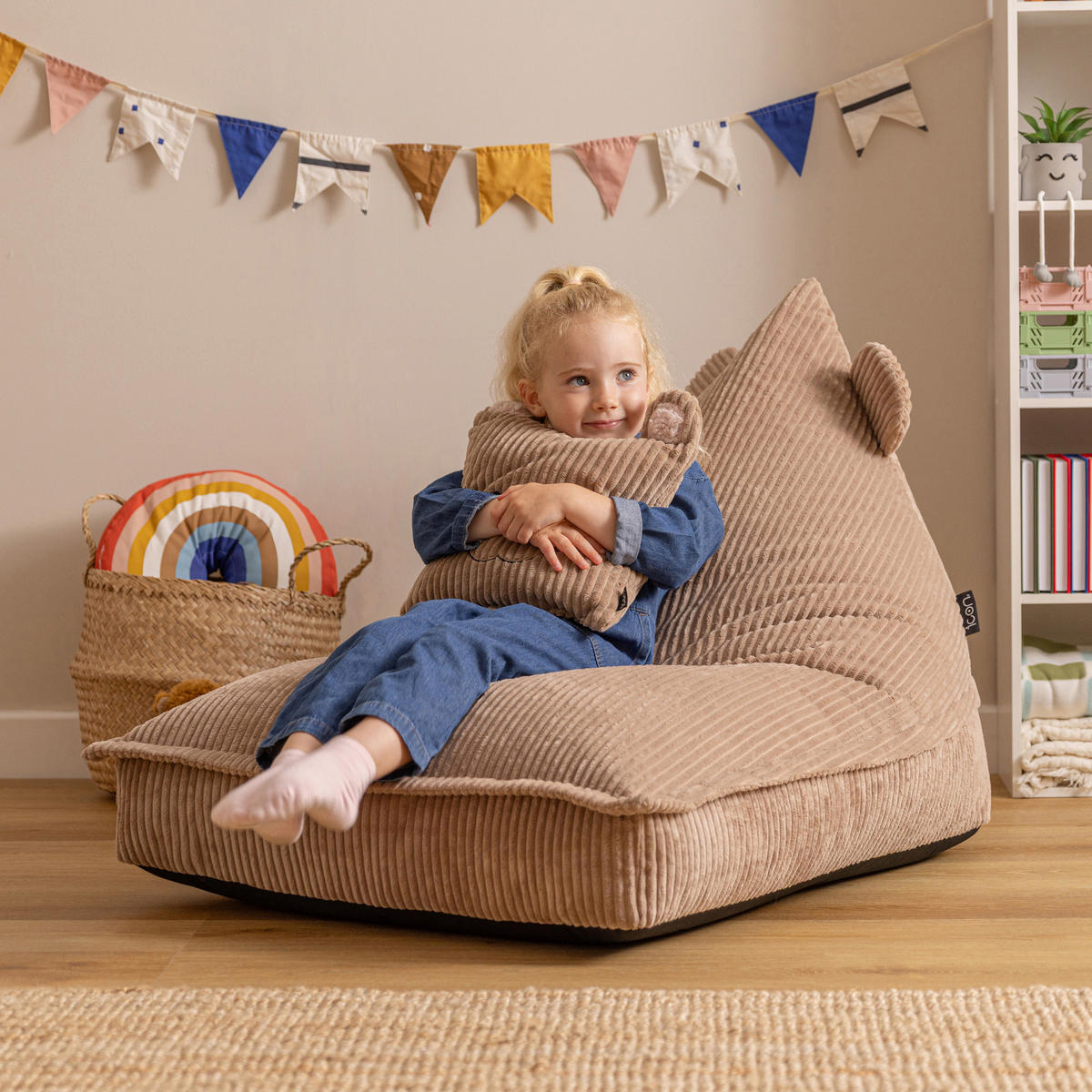 KINDERSITZSACK mit Kissen Bär Cord - Braun, Textil (72/66/102cm) - icon