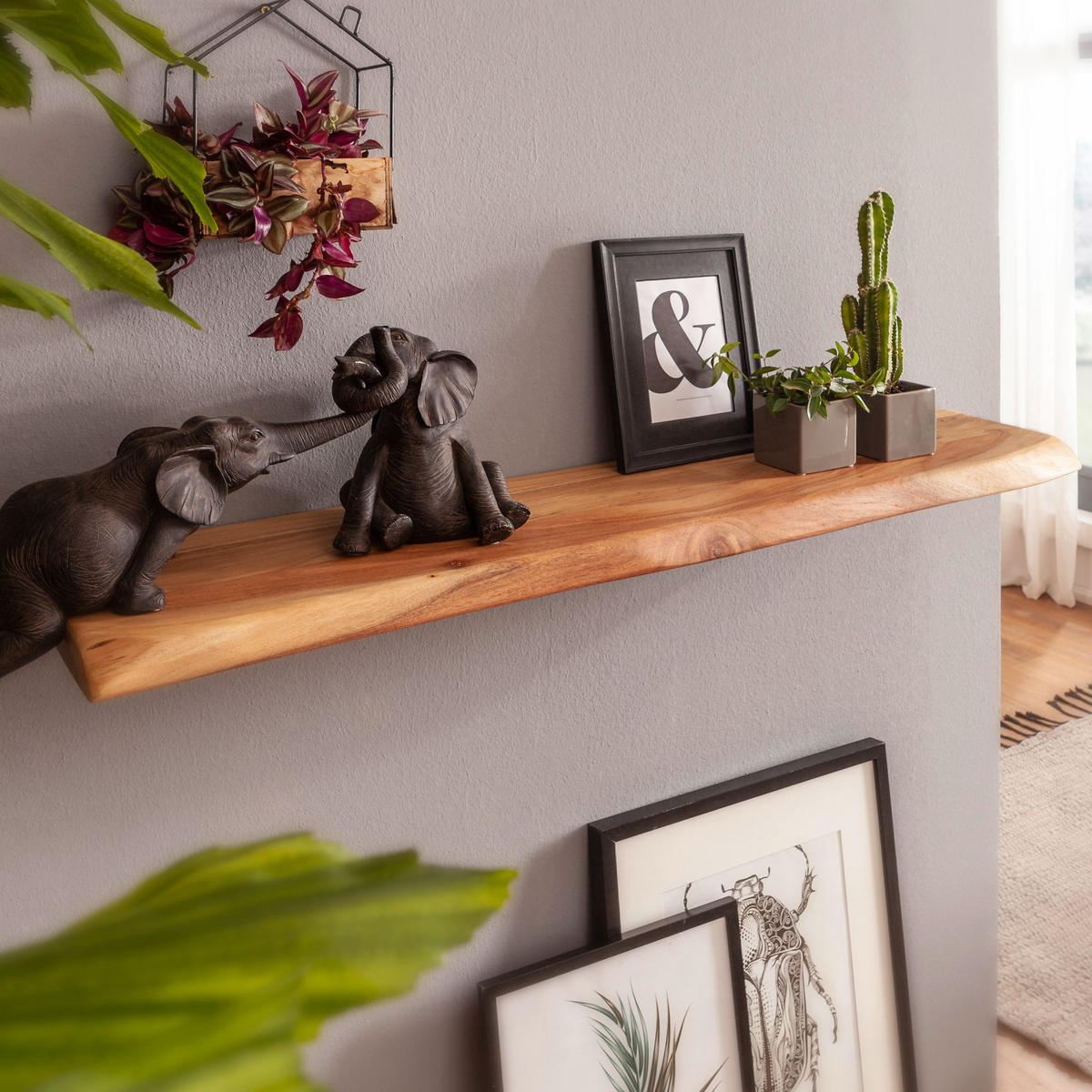 WANDBOARD BURO Hängeregal Baumkante - Akaziefarben, Holz (80/4/25cm) - tinkaro