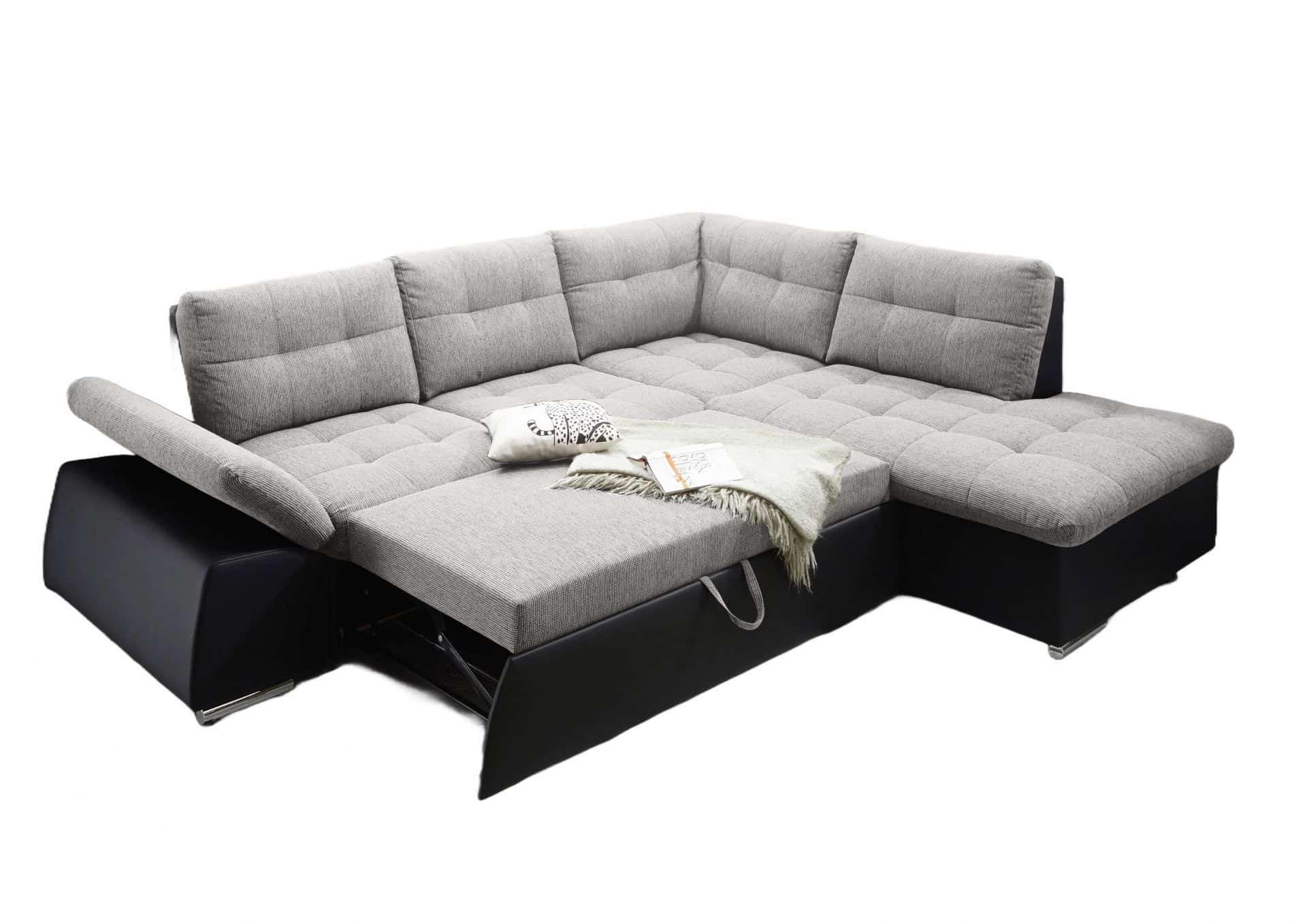 ECKSOFA mit Schlaffunktion, Armlehnfunktion und Kopfstützen - Chromfarben/Silberfarben, Textil (219/260cm) - ed exciting design