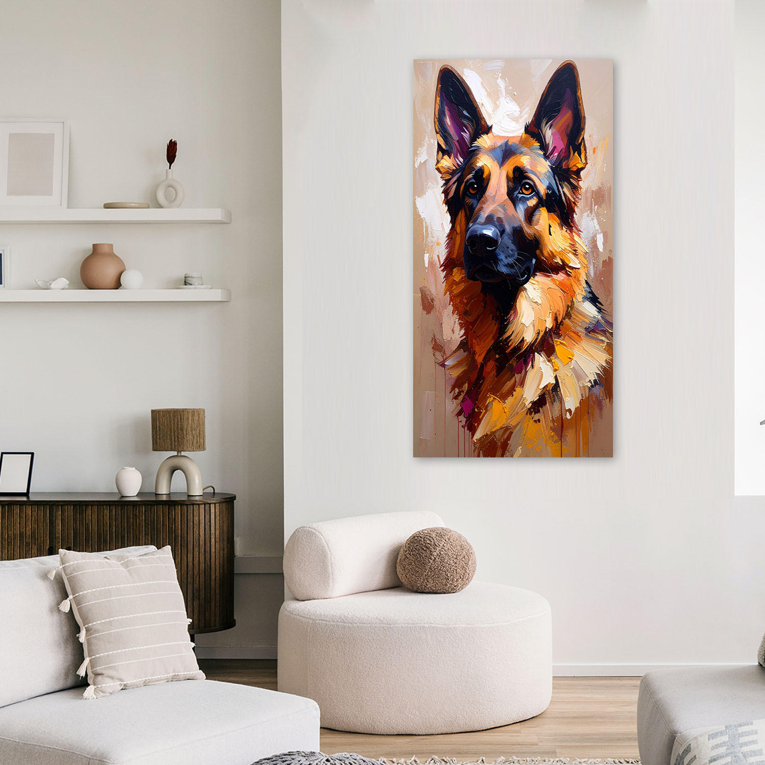 LEINWANDBILD Deutscher Schäferhund Tier 60x120cm - Braun, Textil (60/120cm) - Feeby