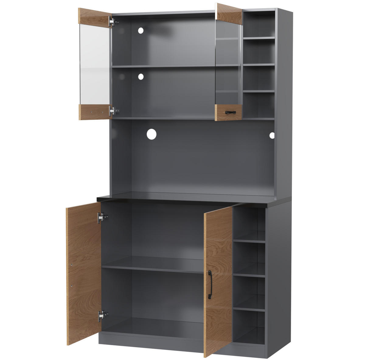 BUFFETSCHRANK 60/35/128 cm aus MDF mit LED-Sensorleuchte und verstellbaren Einlegeböden, Weiß - Weiß, Holzwerkstoff (60/128/35cm) - Redom