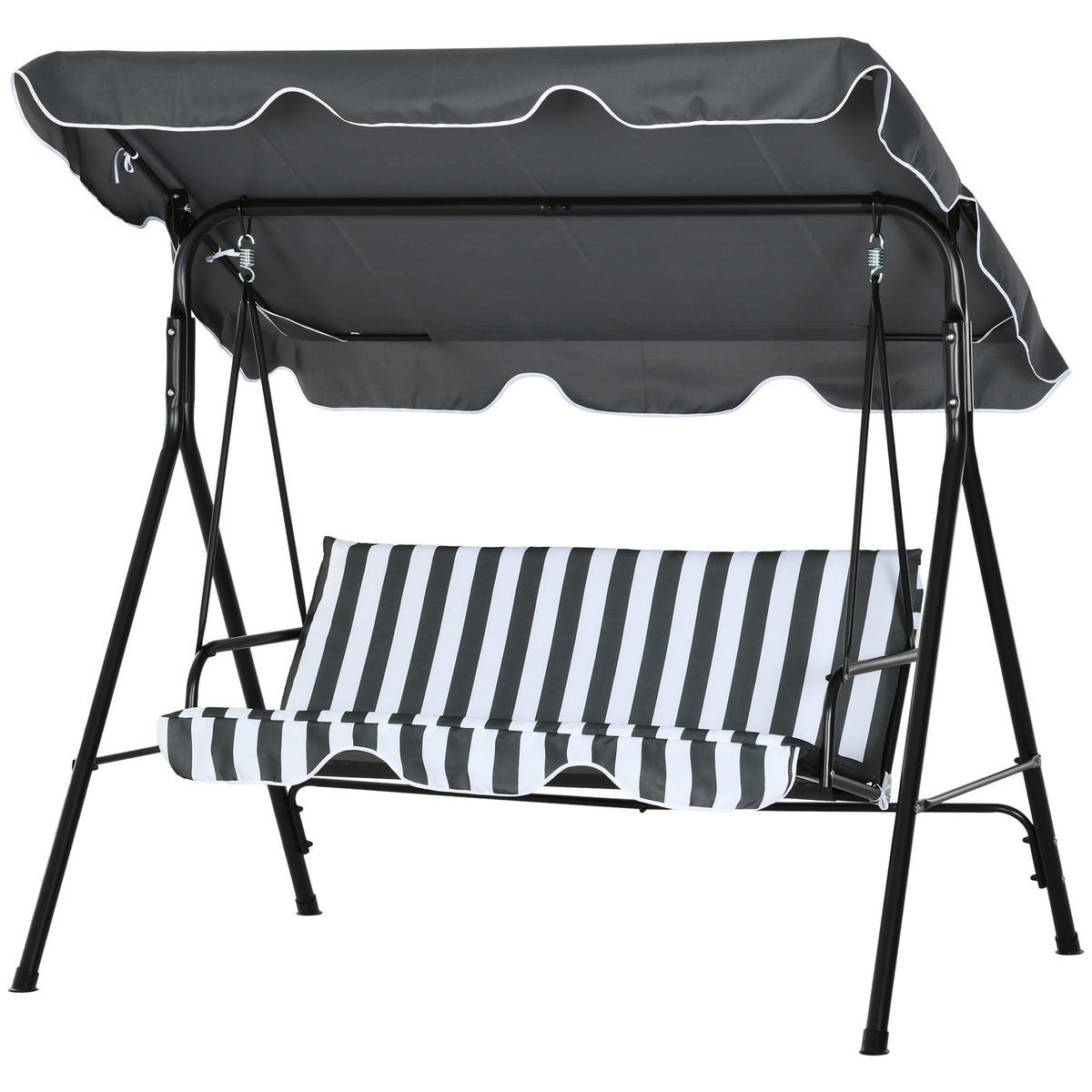 HOLLYWOODSCHAUKEL DE-07094 3-Sitzer, mit Dach, Stahl Grau/Weiß - Weiß/Grau, Metall (172/153/110cm) - ComfortXL