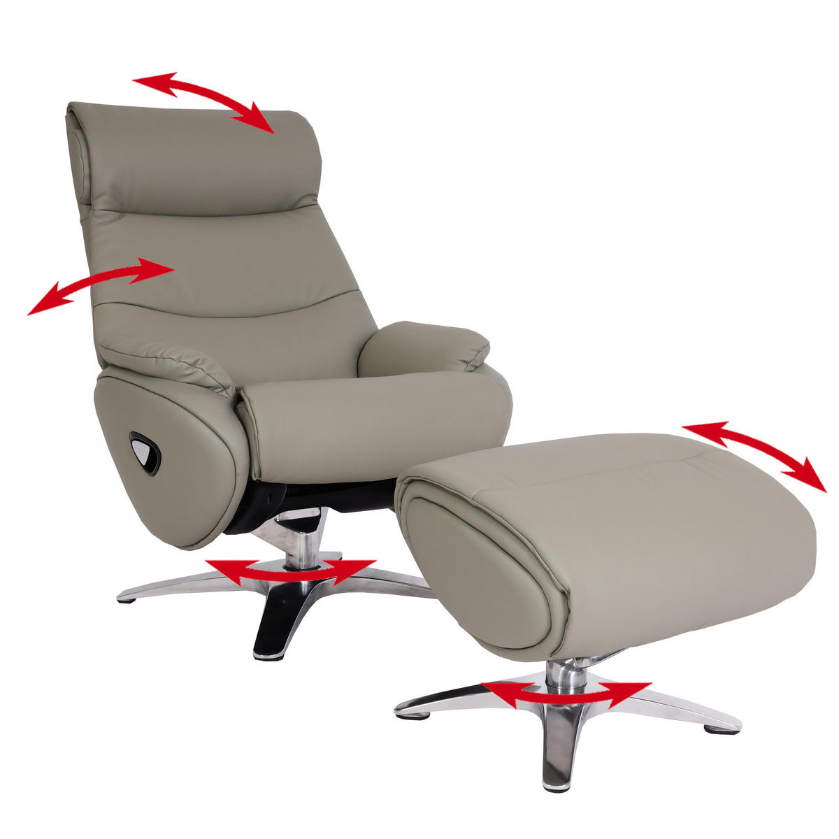 RELAXSESSEL MIT HOCKER Grau - Grau, Textil (117/110/77cm) - MCW