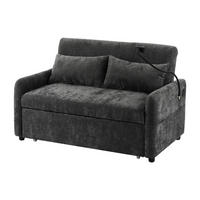 DOPPELSCHLAFSOFA 129x76x81 mit Rollen, USB, Chenille, grau - Grau, Textil (76/81/129cm) - Luhomfu