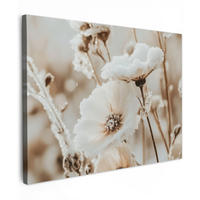 LEINWANDBILD Blumen - Winter - Weiß - Schnee - Beige Wandbilder 80x60 cm - Creme, Textil (80/60cm) - MuchoWow