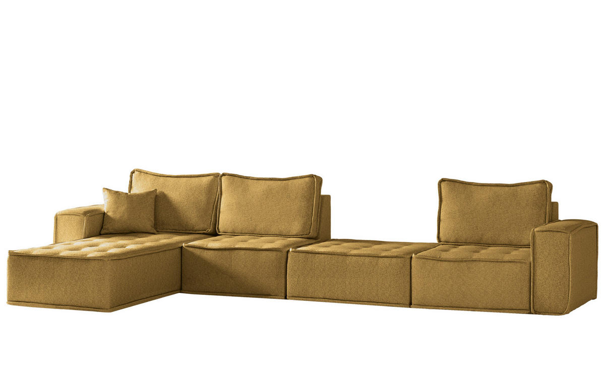 BOHOO modulare Ecke XL Gelb Links - Gelb, Holz (192/382cm) - Kaiser Möbel
