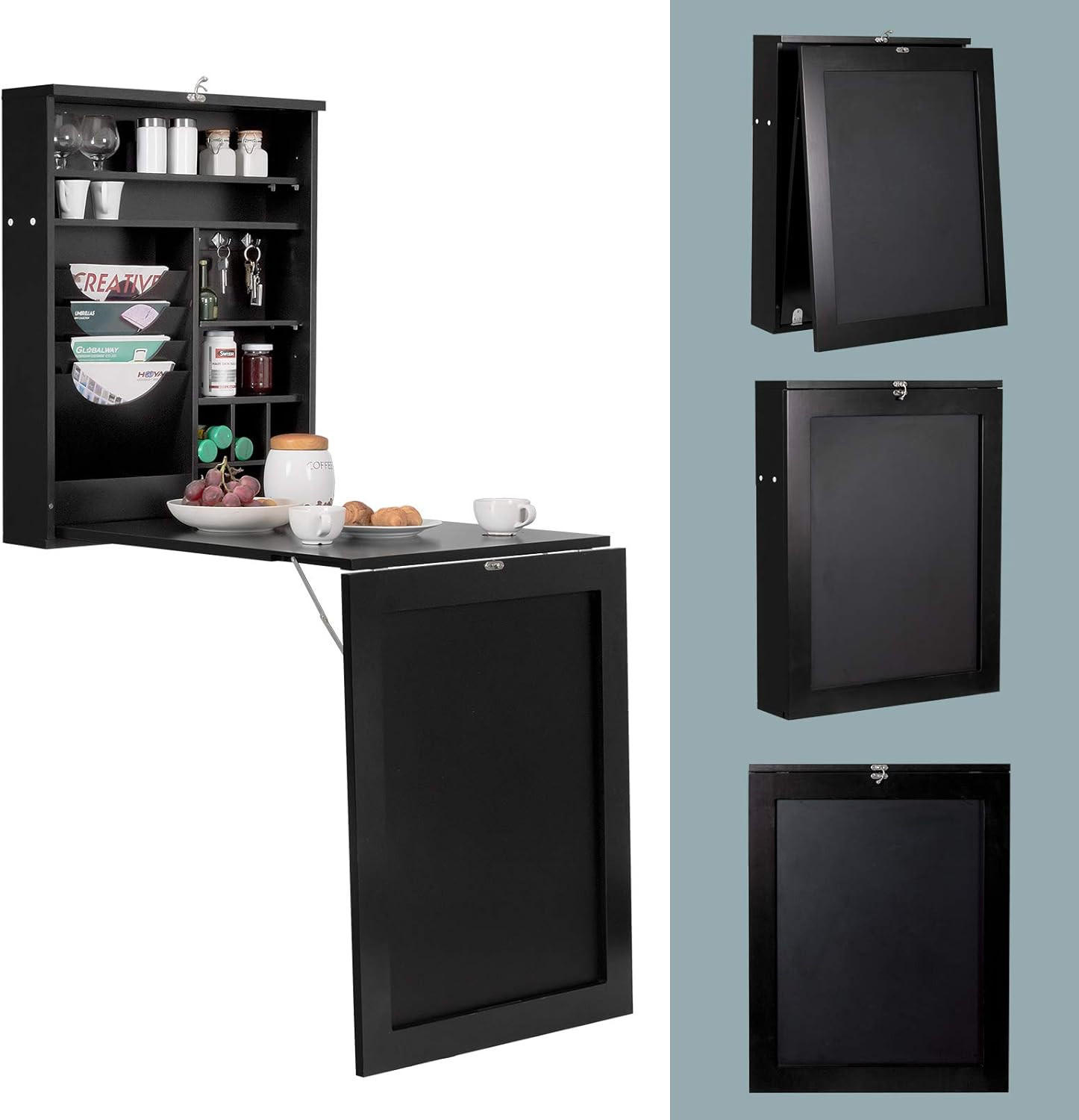 WANDTISCH 76cm Schwarz - Schwarz, Holz (60/76/60cm) - COSTWAY