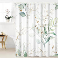 DUSCHVORHANG Grün Eukalyptus 180 x 180 cm Dekoration modern mit Haken Badezimmer - Grün, Textil (180/180cm) - MCBOSON