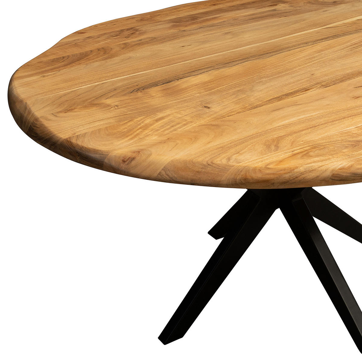 ESSTISCH mit Massivholzplatte - Akazie massiv / Eisen - Akazie Braun / Schwarz - Schwarz/Braun, Holz/Metall (140/140/76cm) - home24