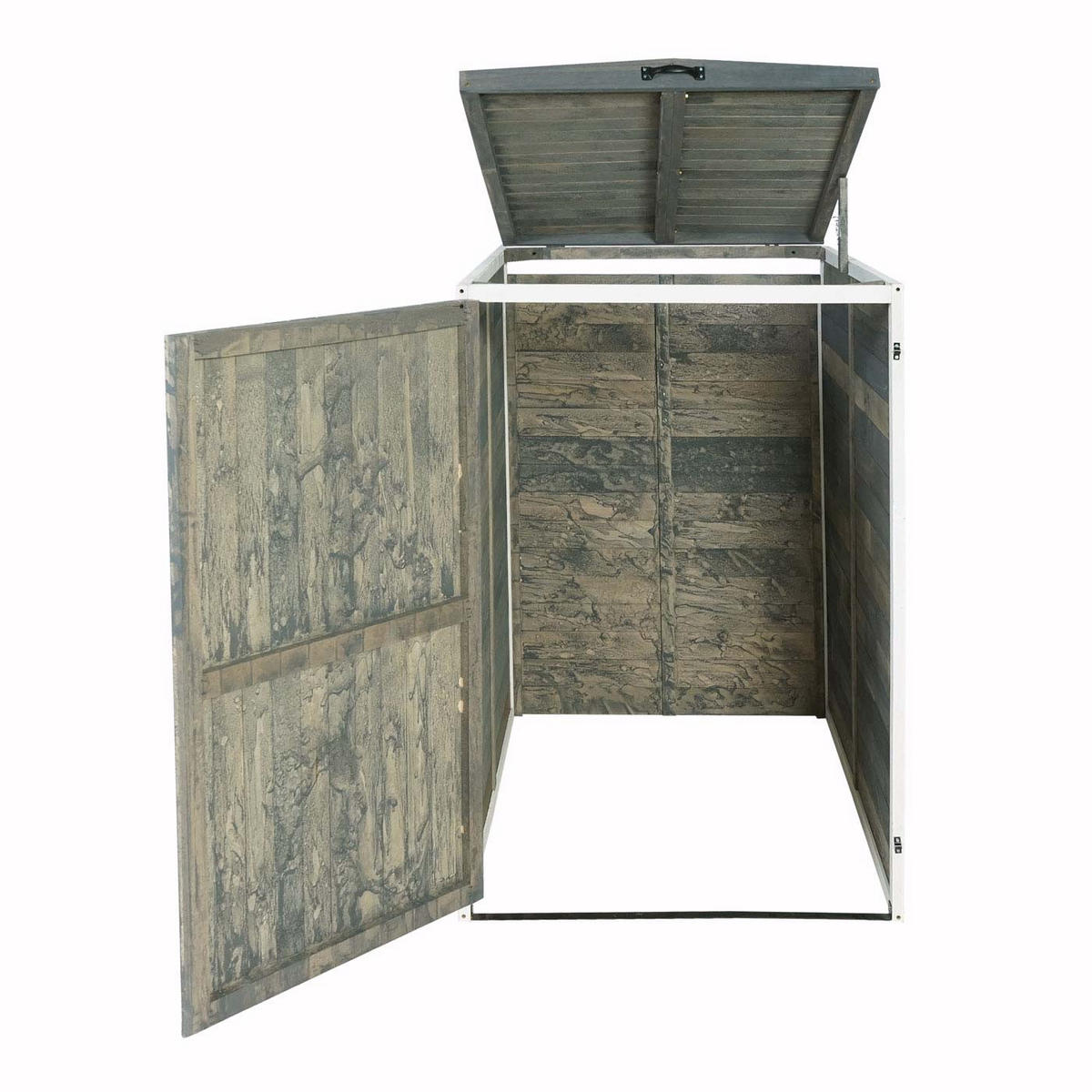 MÜLLTONNENBOX XL 1er-/2er HxBxT 126x79,5x98cm Grau-Weiß Holz - Hellgrau, Holz (79.5/126/98cm) - PROREGAL