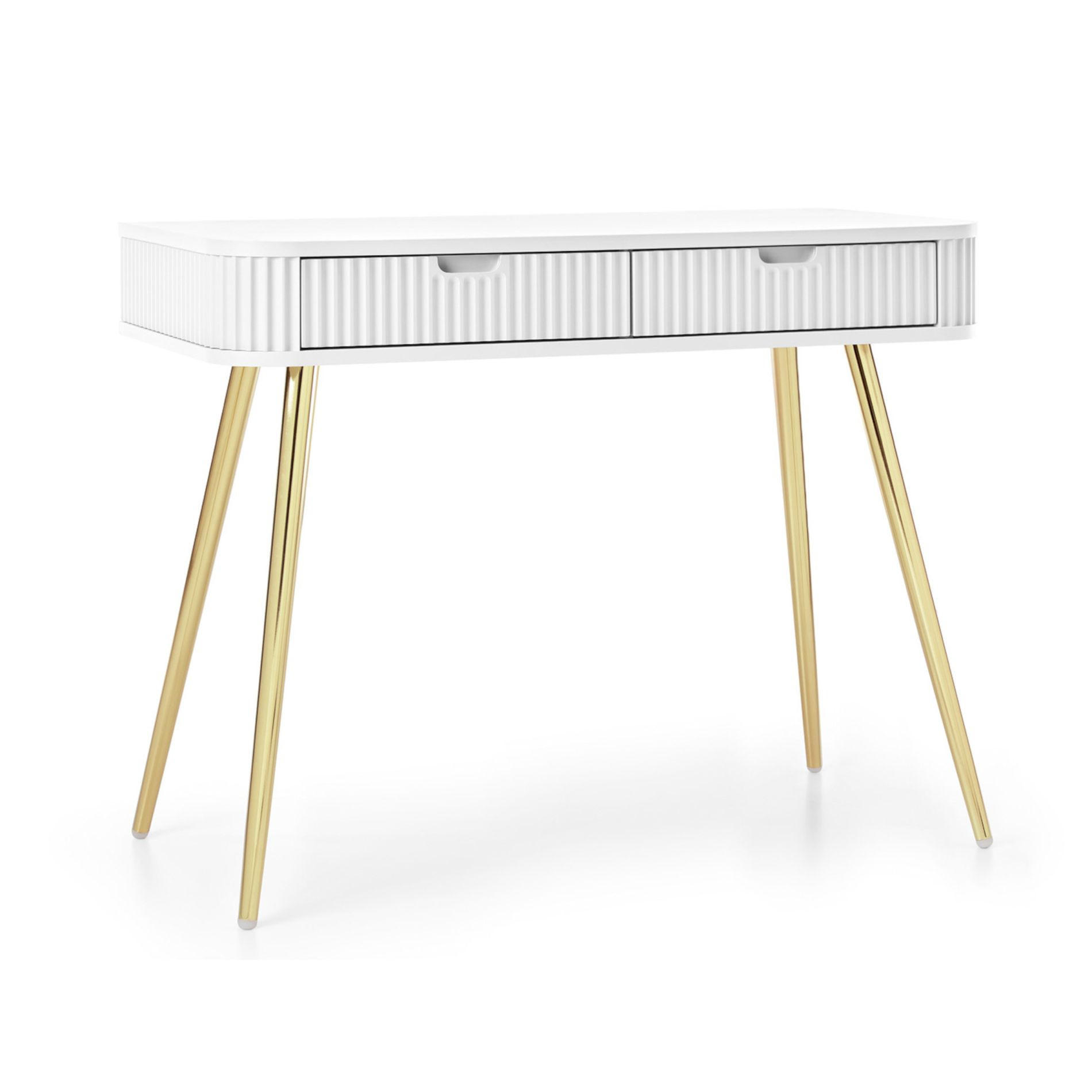 SCHMINKTISCH Zova Weiß mit goldenen Beinen 110 cm - Goldfarben/Weiß, Holzwerkstoff/Metall (49/103/80cm) - Selsey