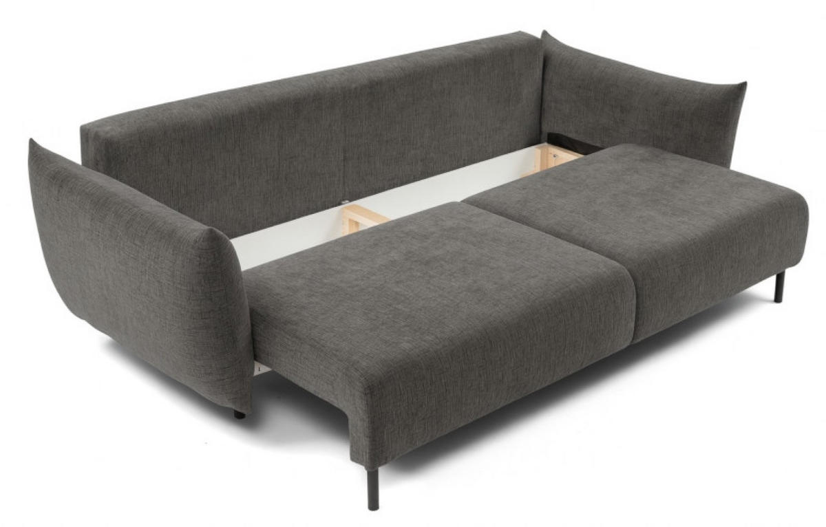 SOFA 3-SITZER Grau ADA Mit Schlaffunktion Und Bettkasten Chenille - Grau, Textil (240/90/108cm) - Sepro Meble