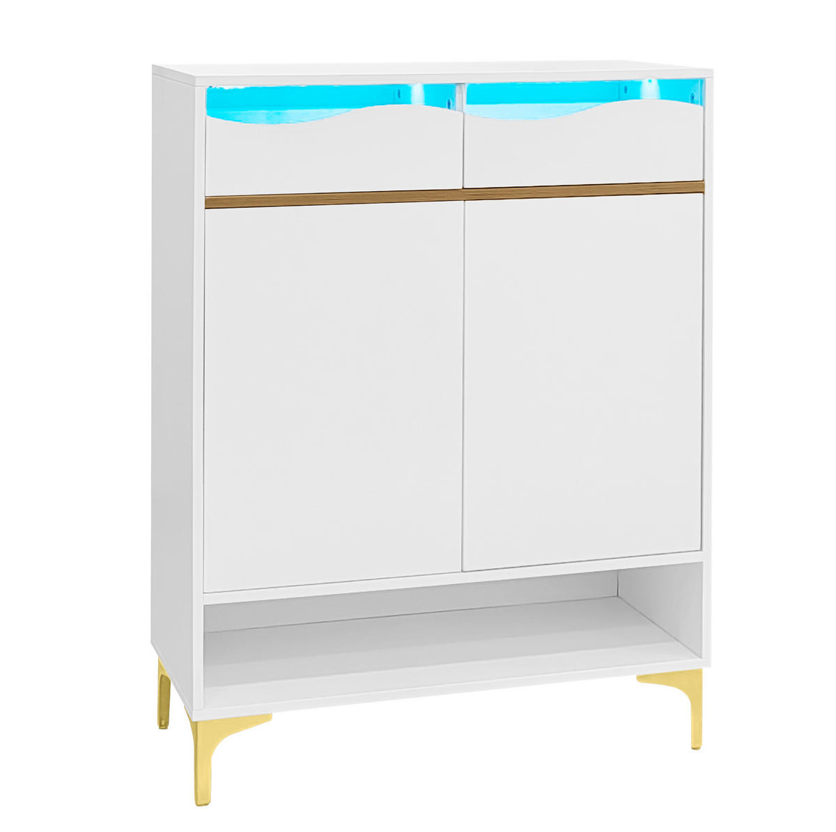SCHUHSCHRANK 80/35/105 cm Weiß aus MDF und Spanplatte mit LED - Weiß, Holzwerkstoff (80/105/35cm) - OKWISH