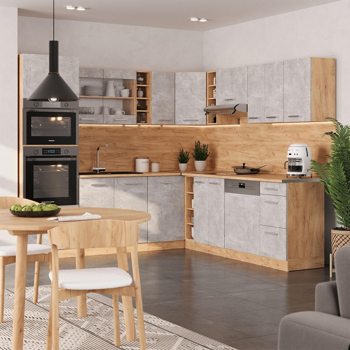 Honigeiche/Grau, Holzwerkstoff (247/81.6/60cm) - Vicco