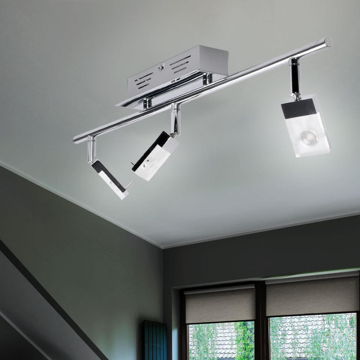 LED DECKENLEUCHTE Metall Silber - Silberfarben, Metall (60/17/17cm)