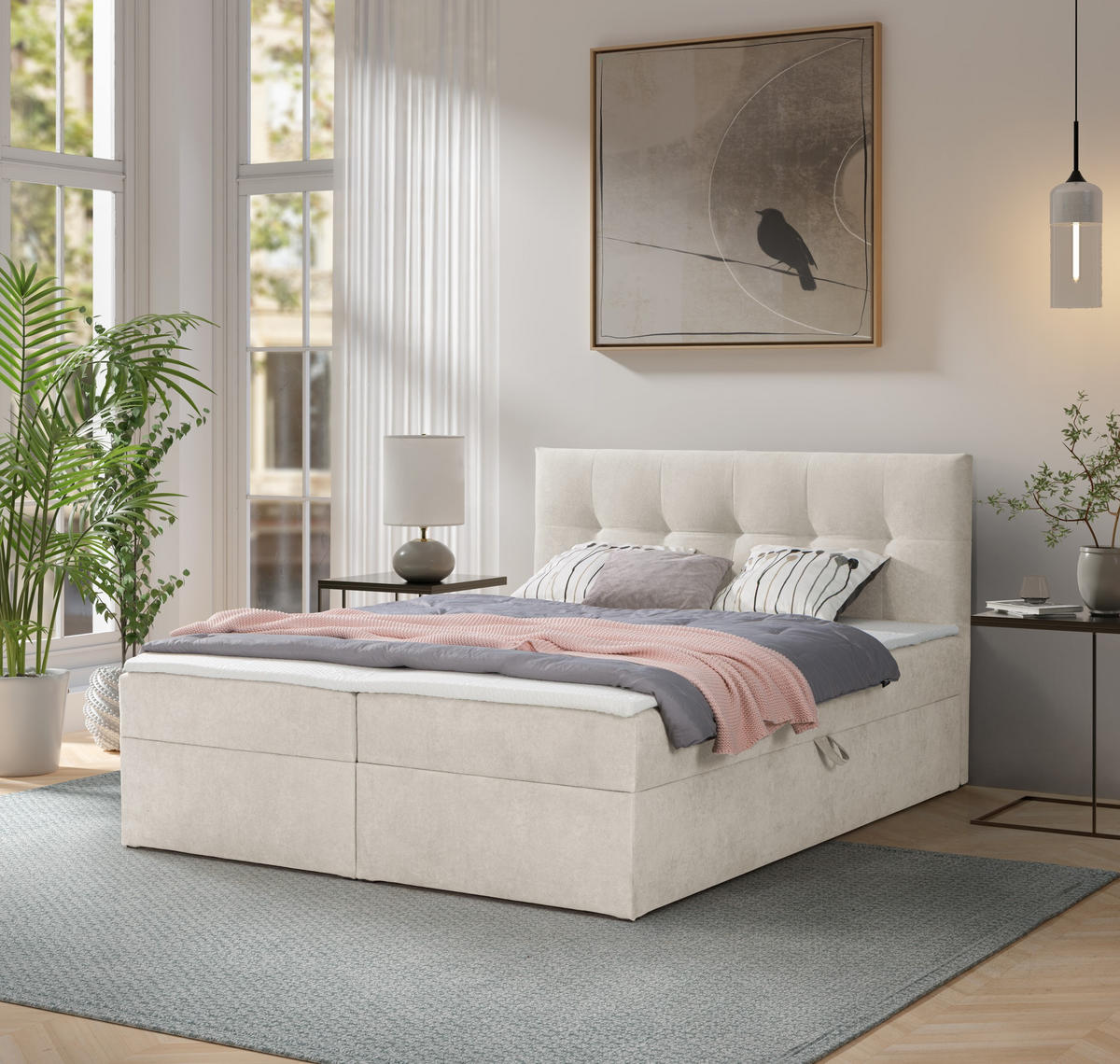 BOXBETT Toronto 160x200 Bonell-Matratze H3 und Topper - Silberfarben/Creme, Holz/Holzwerkstoff (160/200cm) - Ravio