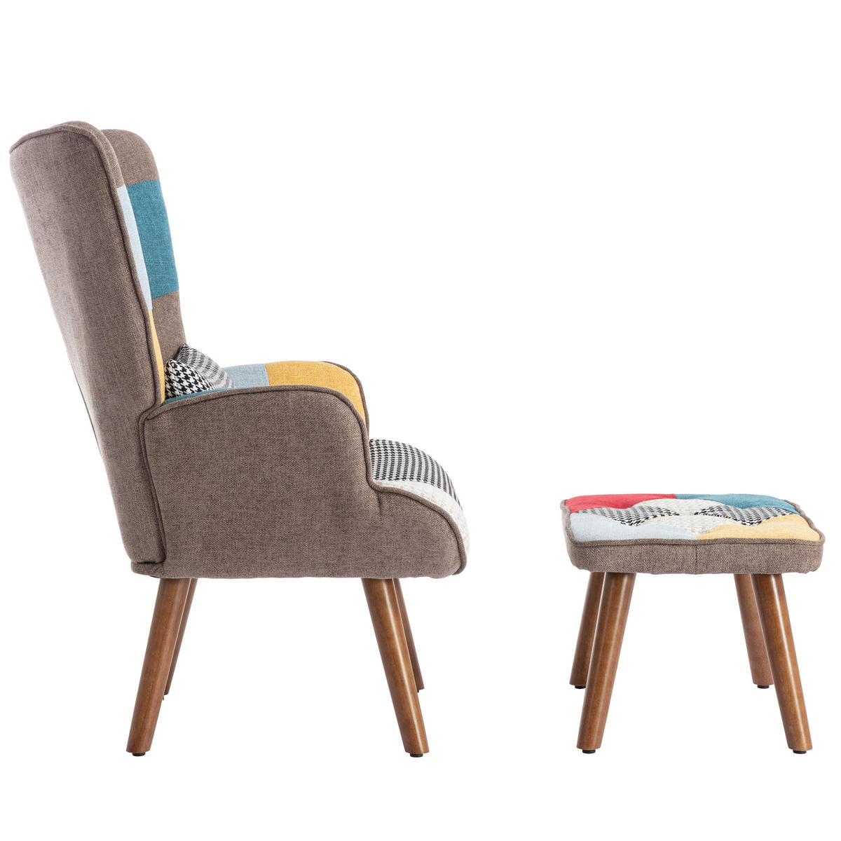 OHRENSESSEL mit Fußstütze, DE-42437, Bunt - Multicolor, Holzwerkstoff (69/95.5/38cm) - ComfortXL