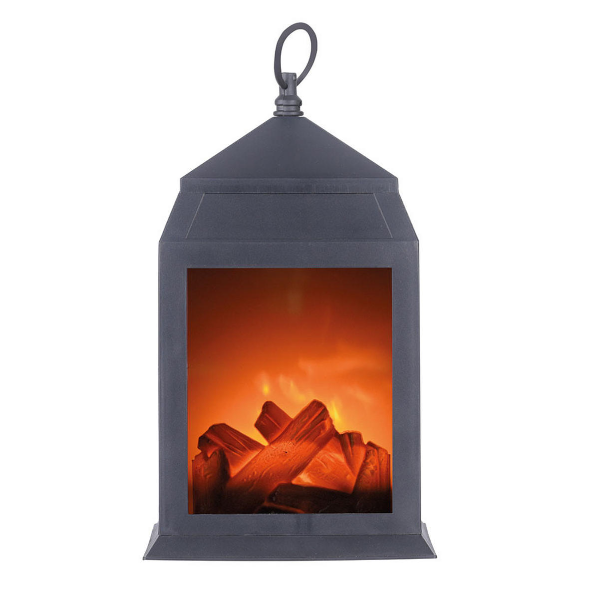 LED TISCHLEUCHTE Kamin Schwarz Kunststoff - Schwarz, Kunststoff (15.8/13.8/30cm)