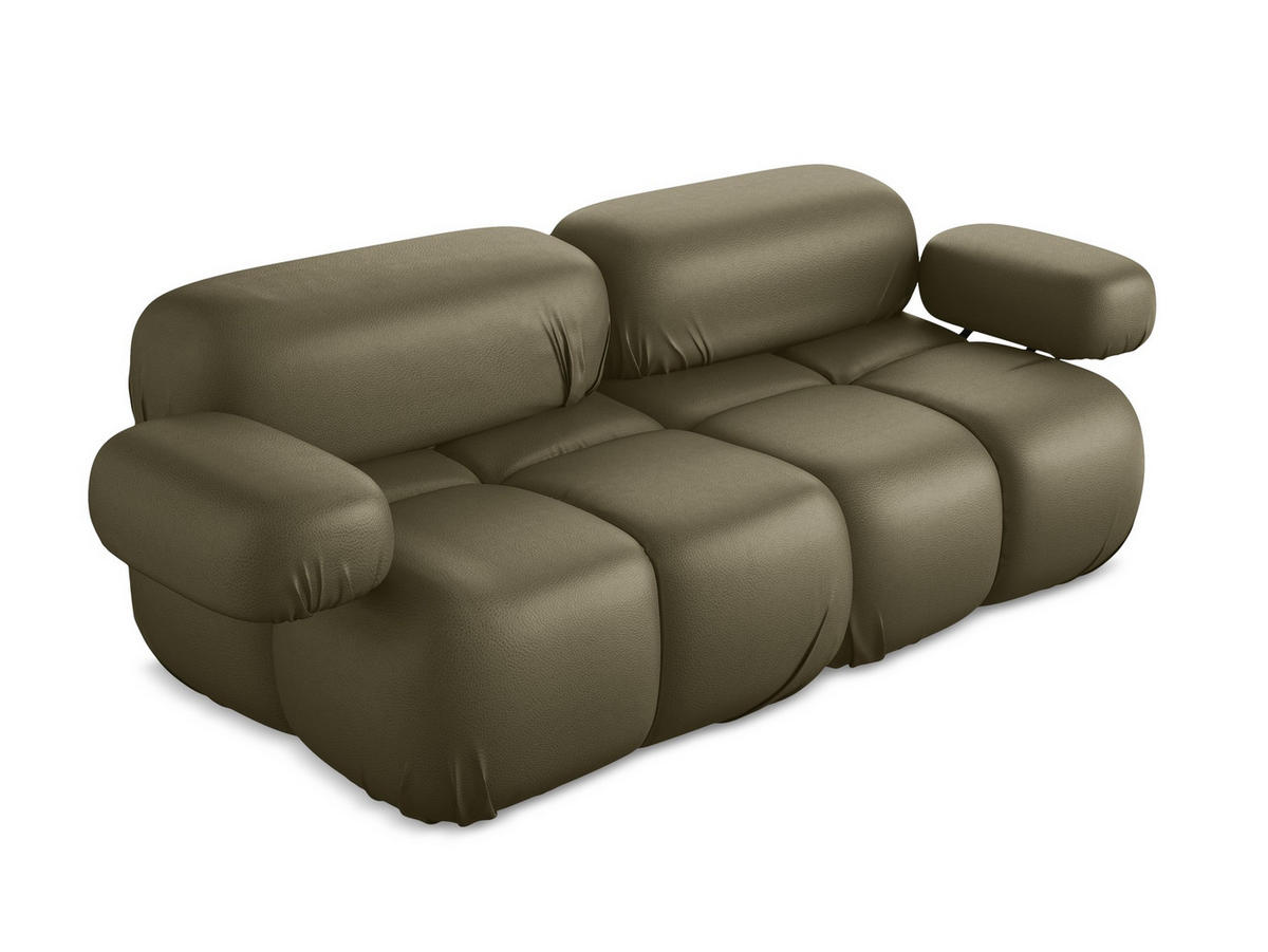 2-SITZER-SOFA Kunstleder Grün - Schwarz/Olivgrün, Leder/Kunststoff (190/70/96cm) - Makamii