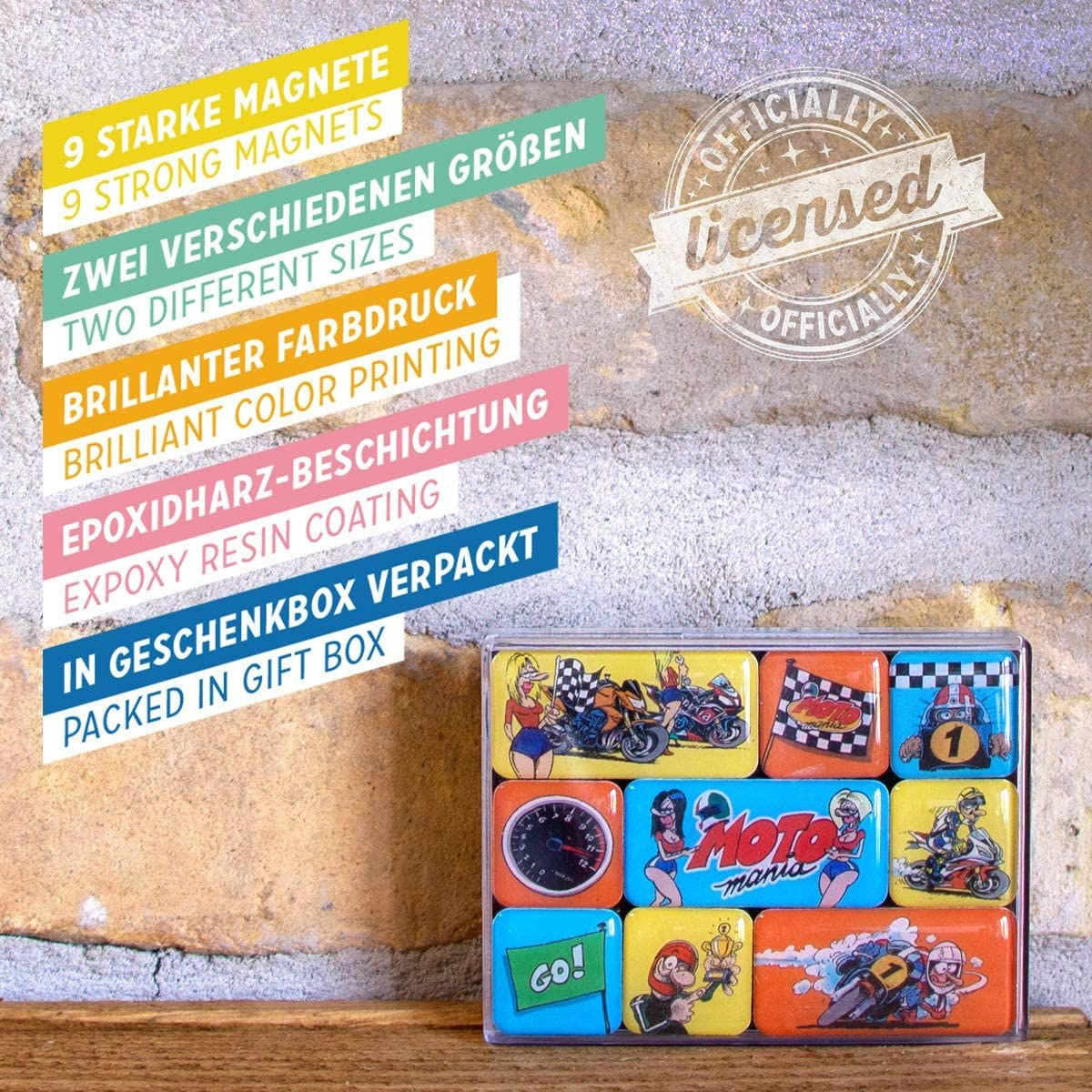 MAGNETSET 9-teilig MOTOmania The Winner Takes It All - Multicolor, Metall (9/7/2cm) - Nostalgic-Art