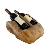 WEIN Flaschenhalter 30/33/18 cm, Naturholz, Vintage Fichte, unregelmäßige Doppelbecken - Naturfarben, Holz (30/18/33cm)