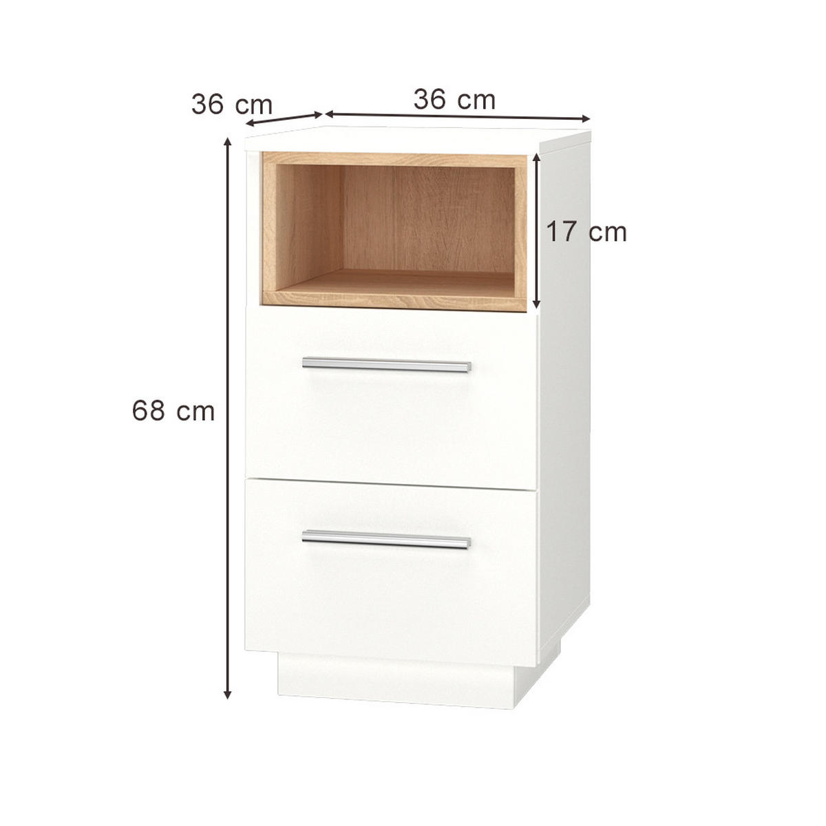 NACHTTISCH Beatrice Weiß 36 x 68 cm - Weiß, Holzwerkstoff (36/68/36cm) - Vicco