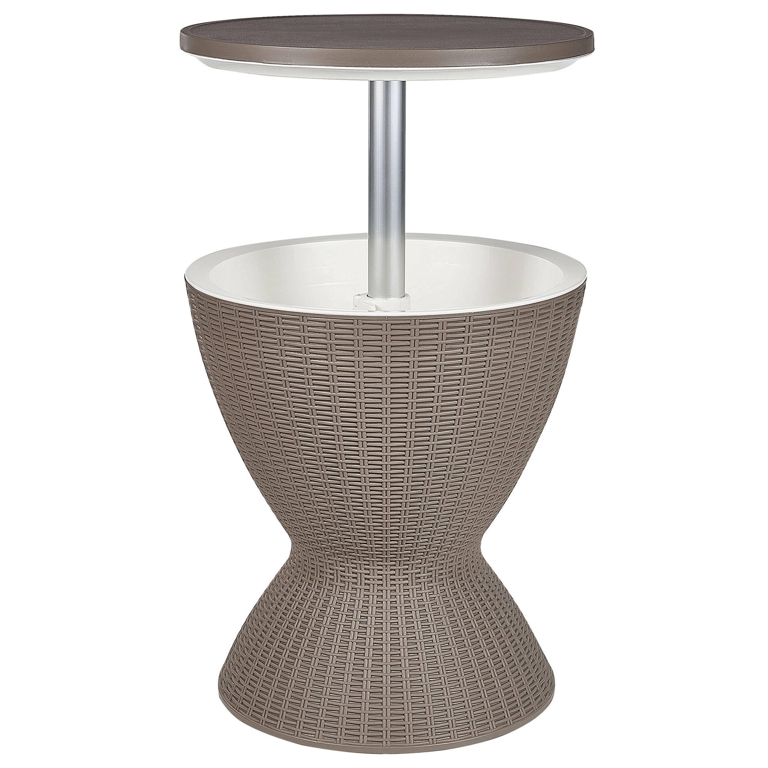 BEISTELLTISCH mit Kühlfunktion taupe rund 48 cm Aisa - Taupe, Kunststoff (49/49/58cm) - Beliani