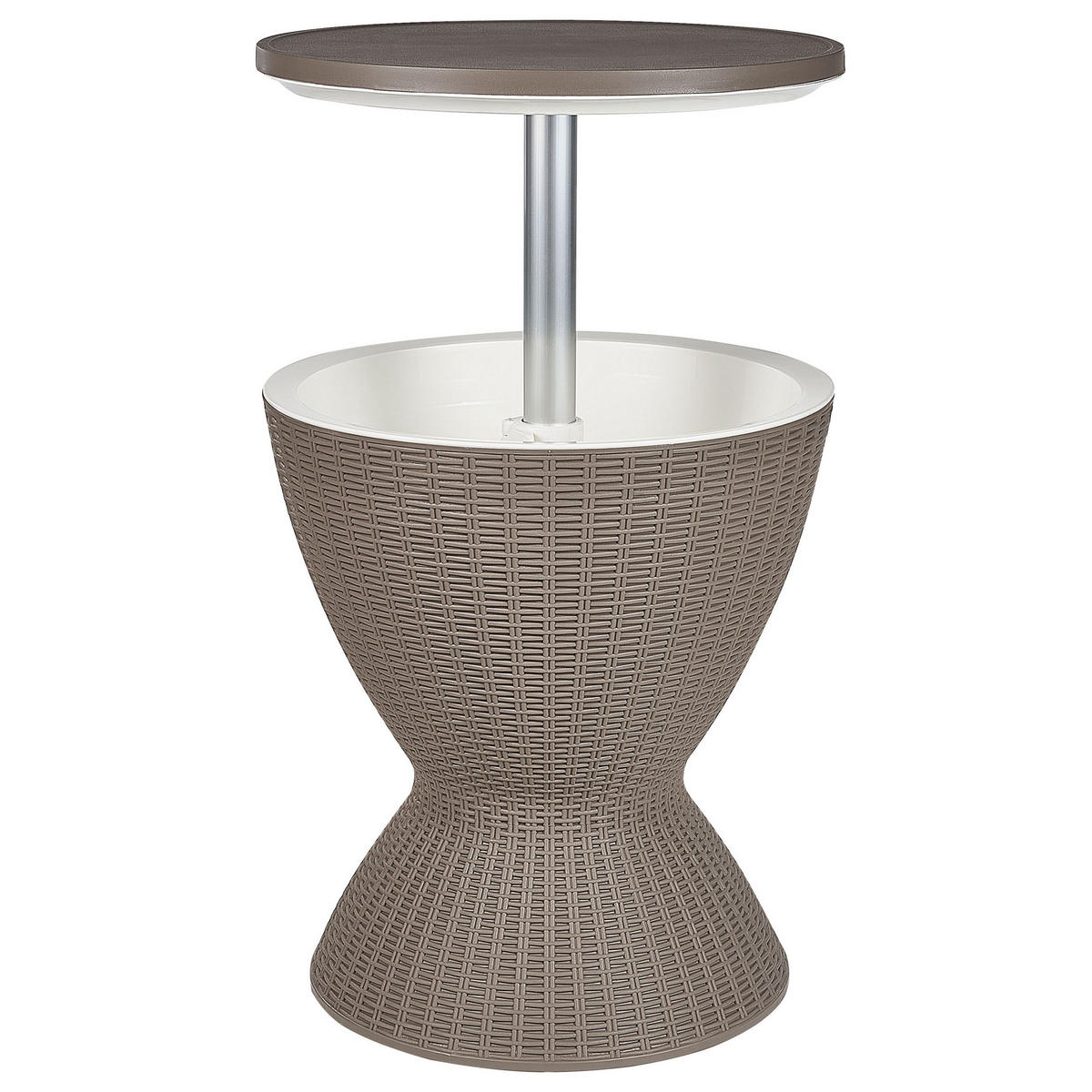 BEISTELLTISCH mit Kühlfunktion taupe rund 48 cm Aisa - Taupe, Kunststoff (49/49/58cm) - Beliani