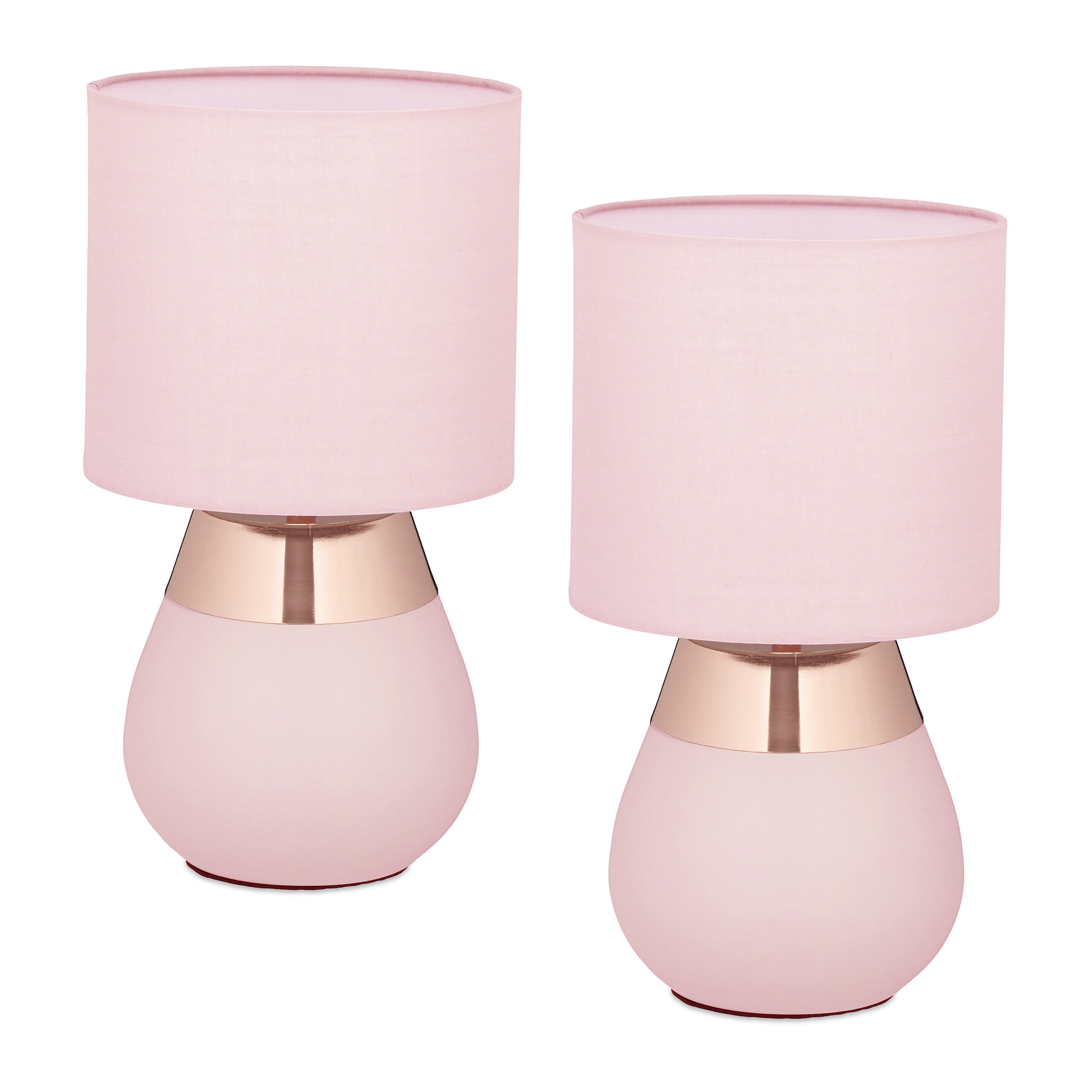2XTISCHLAMPE - Rosa, Kunststoff/Textil (18/18/32cm) - Relaxdays