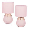 2XTISCHLAMPE - Rosa, Kunststoff/Textil (18/18/32cm) - Relaxdays