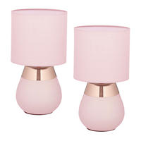 2XTISCHLAMPE - Rosa, Kunststoff/Textil (18/18/32cm) - Relaxdays