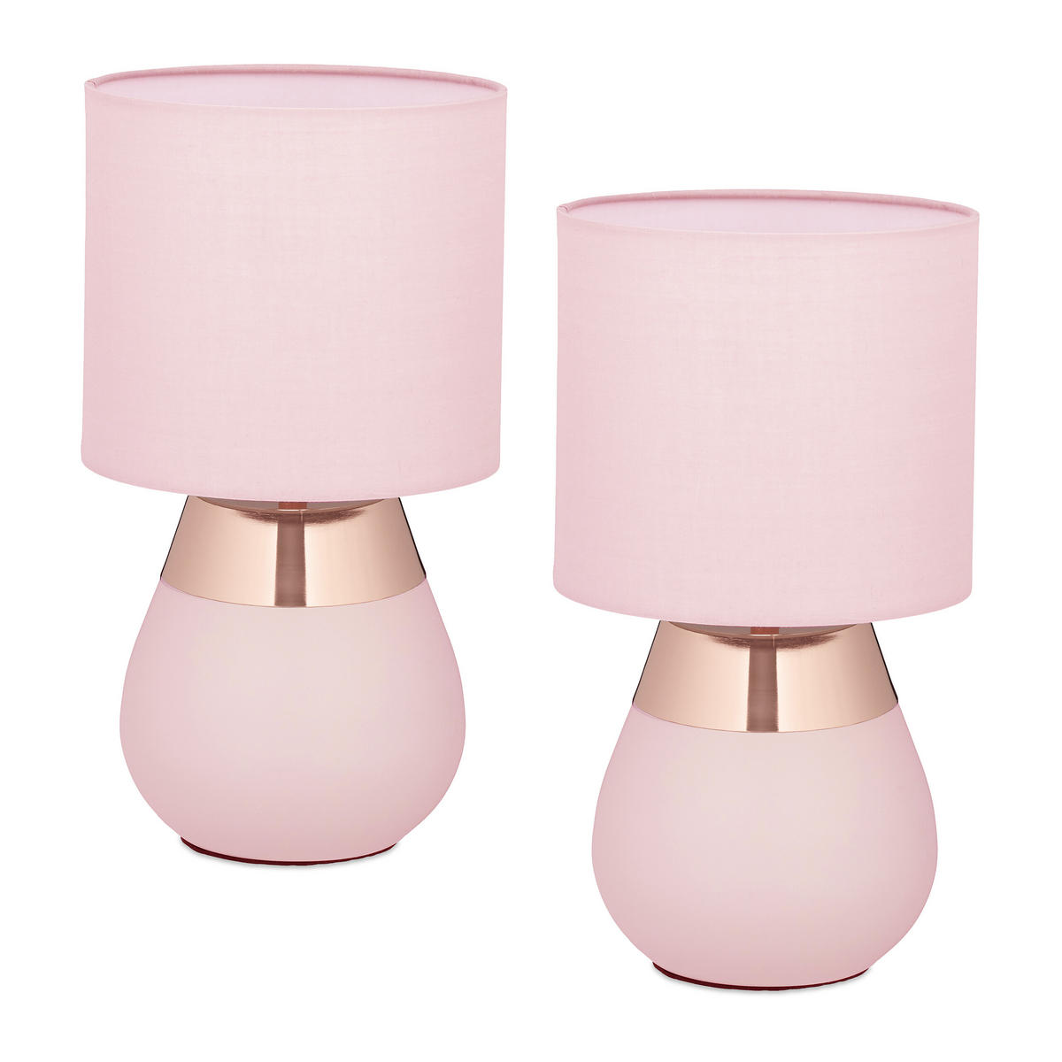 2XTISCHLAMPE - Rosa, Kunststoff/Textil (18/18/32cm) - Relaxdays