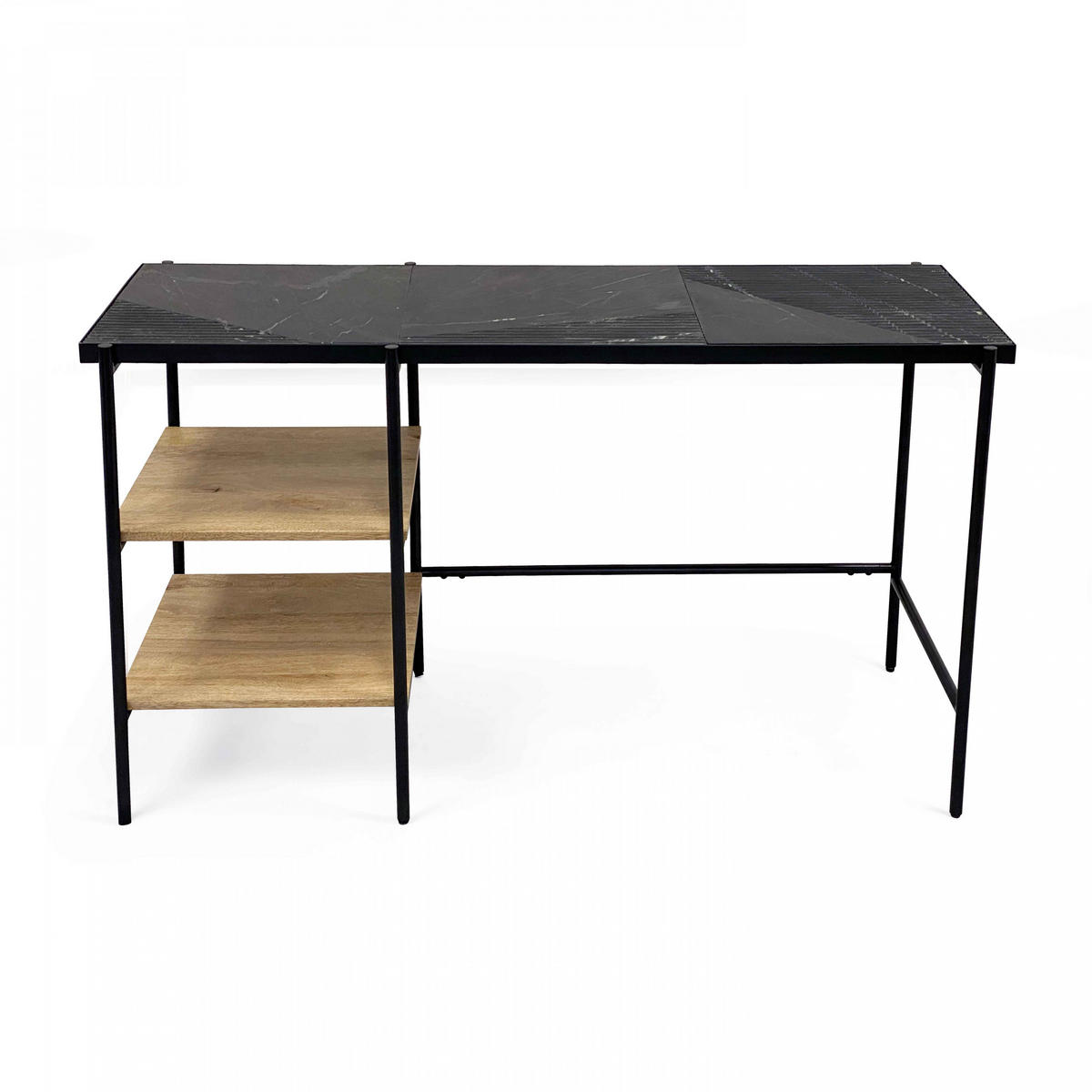 SCHREIBTISCH, Schwarz - Schwarz, Naturmaterialien (127/46cm) - Oviala