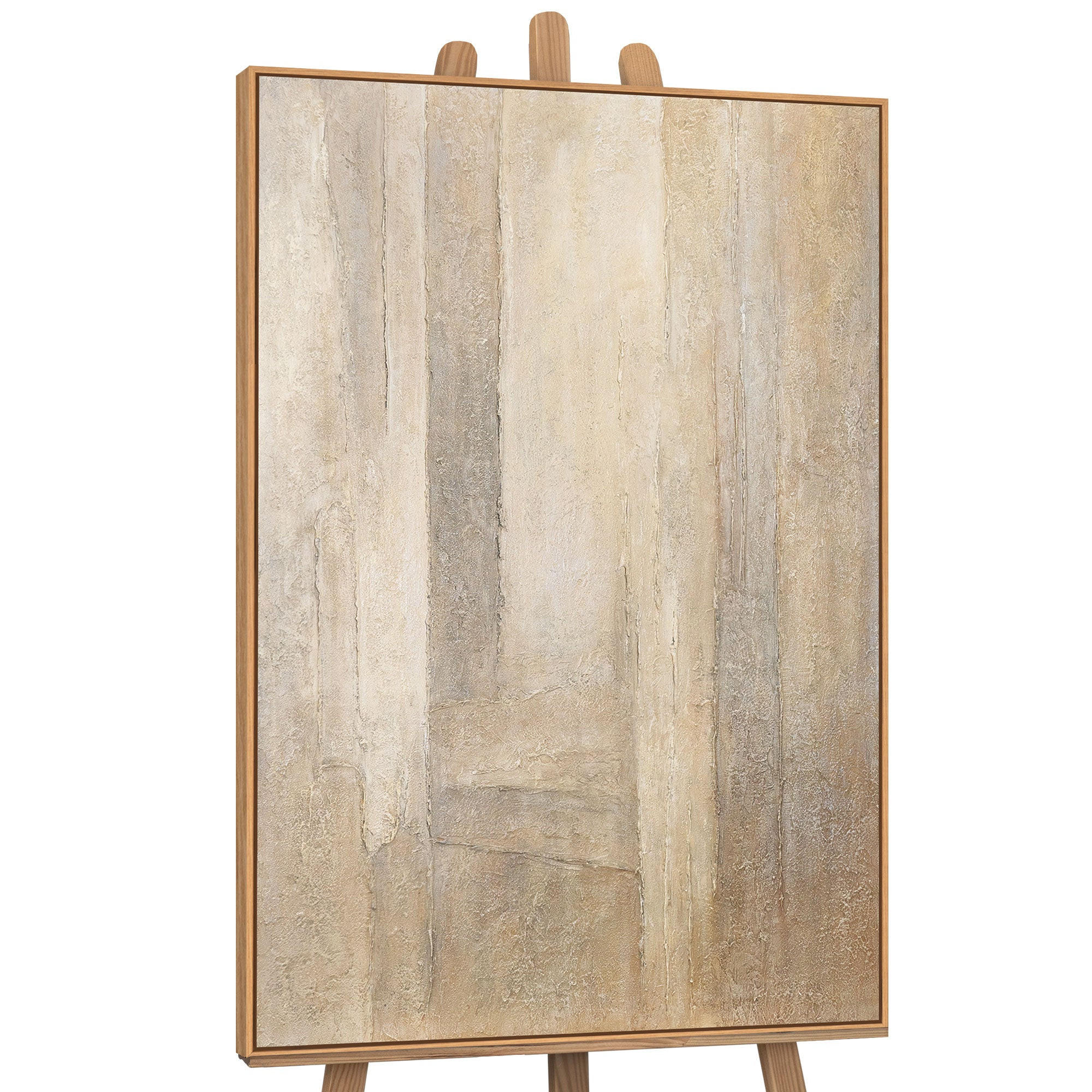 GEMÄLDE Vertikalen der Zeit Schattenfugenrahmen Eichefarben 120x80 cm - Eichefarben, Holz (120/80cm) - YS-art gallery