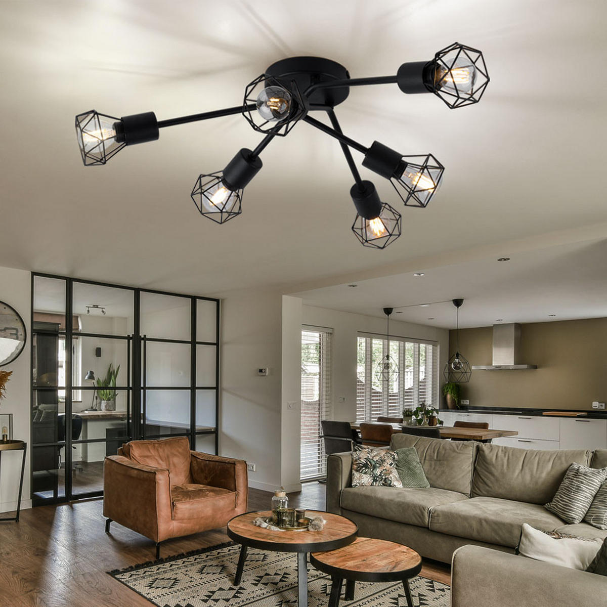 LED DECKENLEUCHTE XARA Metall Schwarz Rund - Schwarz, Metall (63/63/18cm)