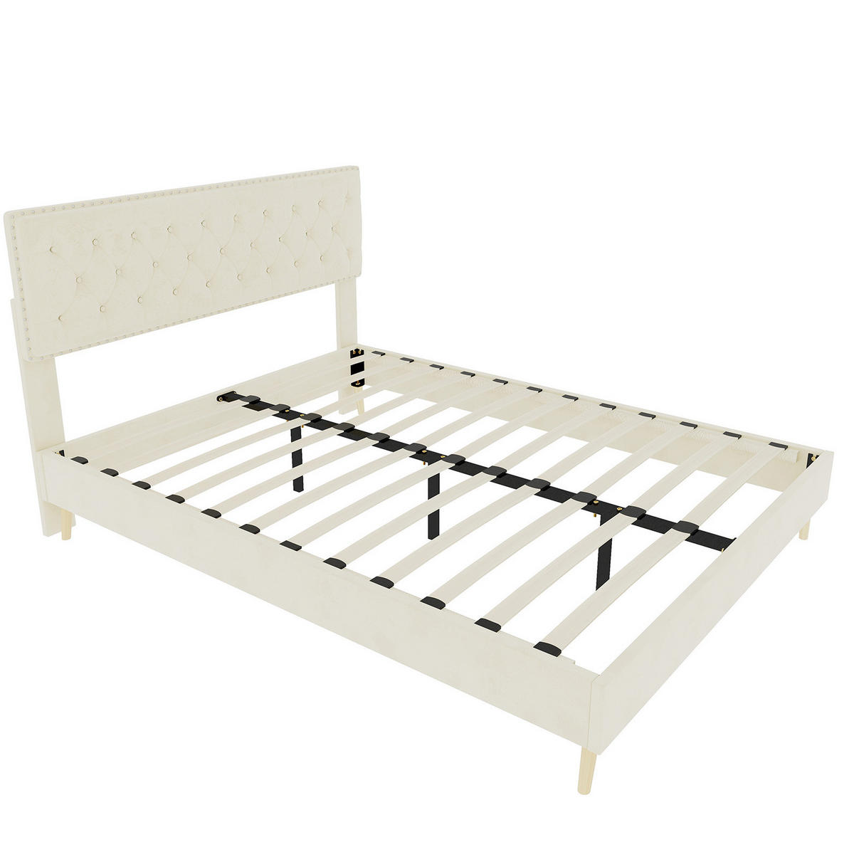 POLSTERBETT 160/200 cm mit hohem Kopfteil, Stauraum unter dem Bett und Matratze, Beige - Beige, Textil (160/200cm) - Redom