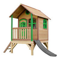 SPIELHAUS Tom braun-grünes mit grauer Rutsche - Braun, Holz (287/231/191cm) - Axi House