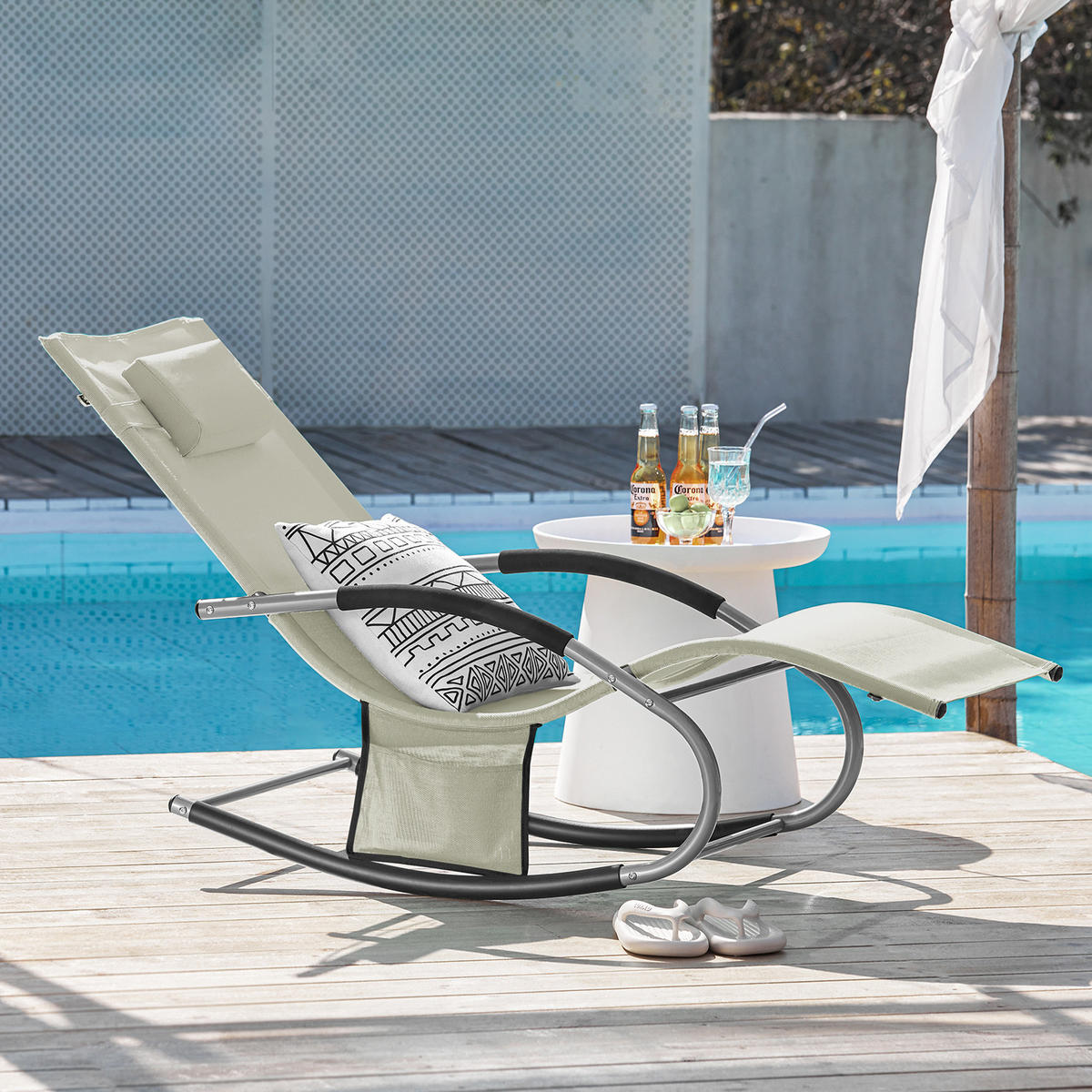 SONNENLIEGE 2er Set Beige - Beige, Metall (63/83/150cm) - SoBuy