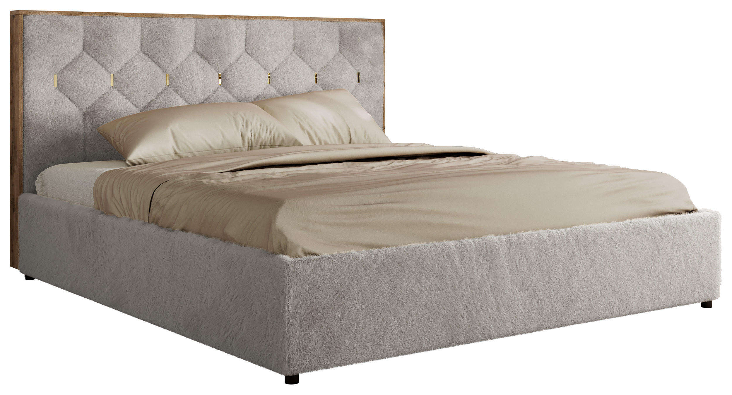 POLSTERBETT LARINO CLASSIC 180/200 - Hellgrau Plüsch - ohne Matratze - Hellgrau, Textil (180/200cm) - MKS