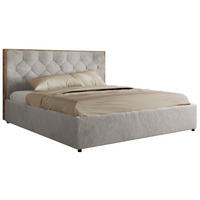 POLSTERBETT LARINO CLASSIC 180/200 - Hellgrau Plüsch - ohne Matratze - Hellgrau, Textil (180/200cm) - MKS