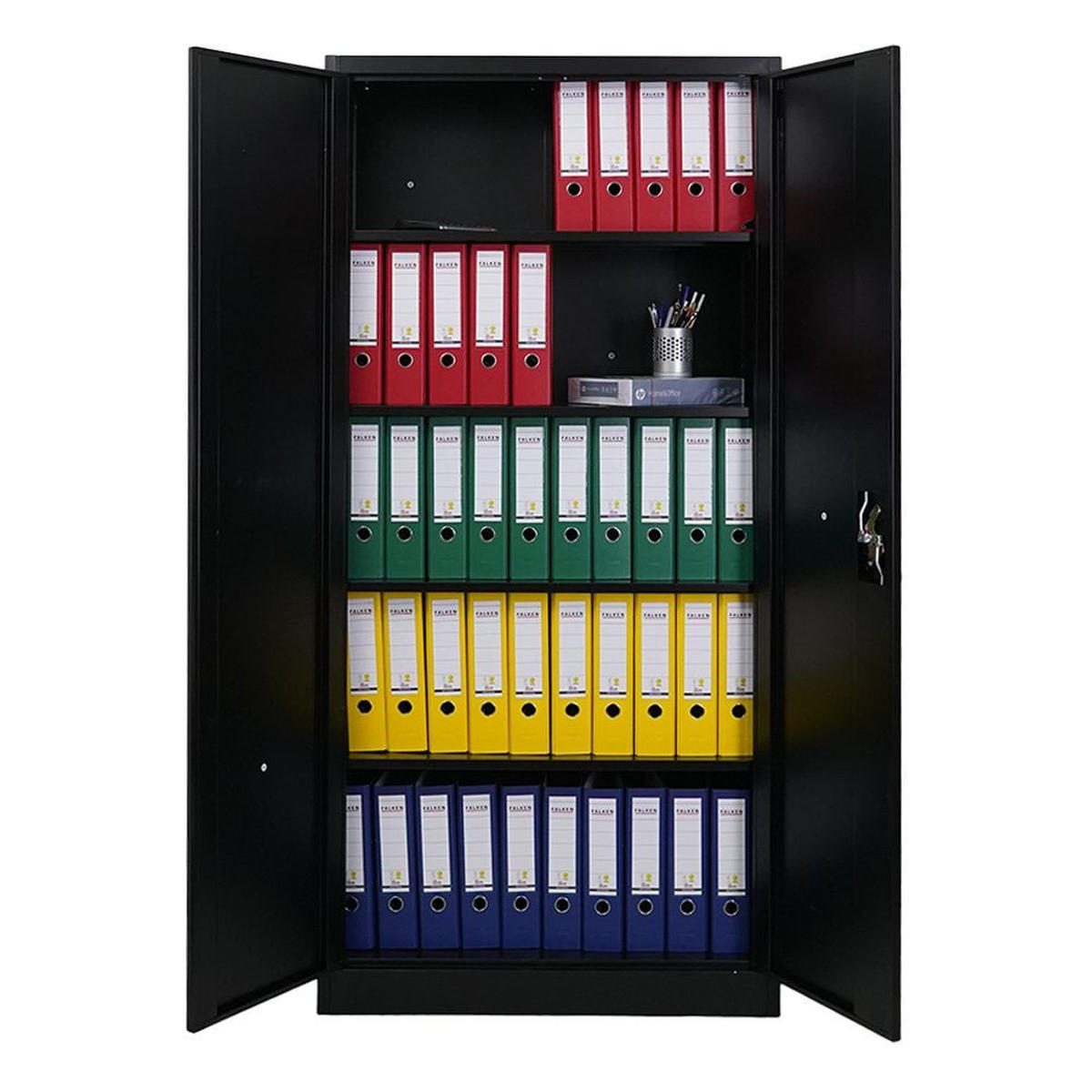 FLÜGELTÜRENSCHRANK Elephant 180x80x40cm 4 Ebenen Schwarz - Schwarz, Metall (80/180/40cm) - PROREGAL