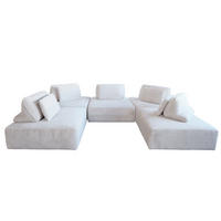 MODULSOFA WIOLO SOFT 5 MODULE 5 KISSEN Hellgrau Cord - Hellgrau/Schwarz, Kunststoff/Textil (333/84/222cm) - KAWOLA