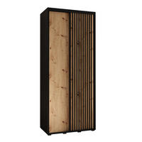 SCHWEBETÜRENSCHRANK 205,2/100/45 2-türig - Schwarz/Eiche Artisan, Holz/Metall (100/205.2/45cm) - Abiks Möbel