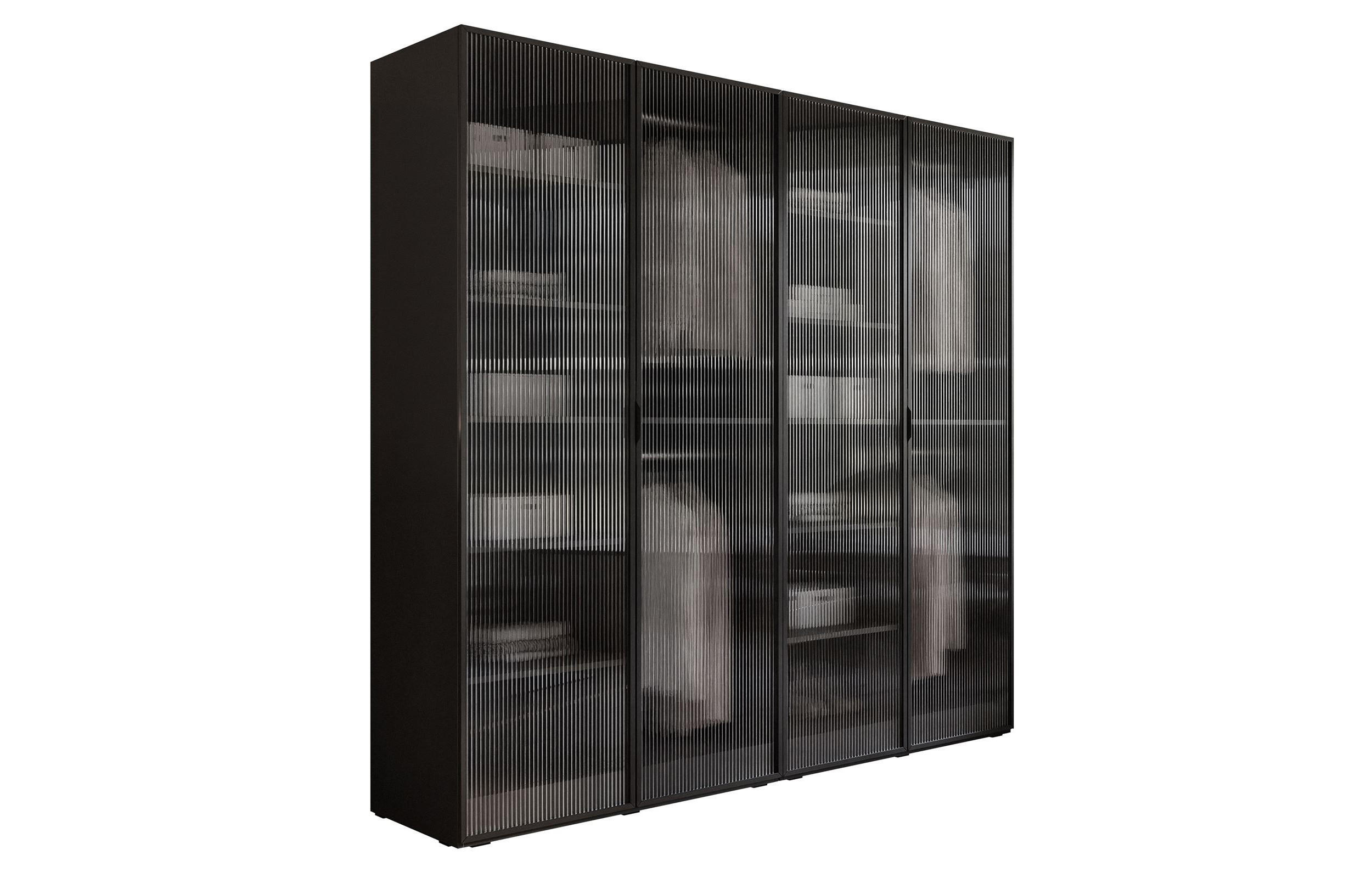 Lookway Kleiderschrank Schwarz, Transparent 202x200x49 cm
