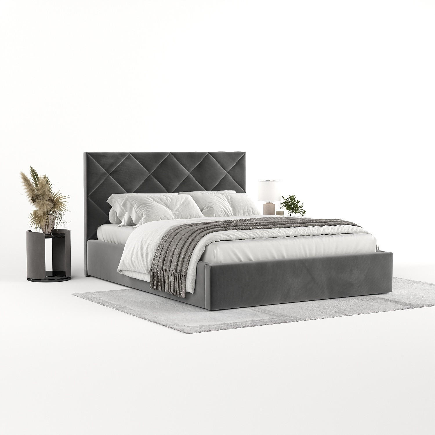 POLSTERBETT Torno 160/200 cm Grau im Kronos Stoff - Schwarz/Naturfarben, Holz/Holzwerkstoff (160/200cm) - AltaBeds