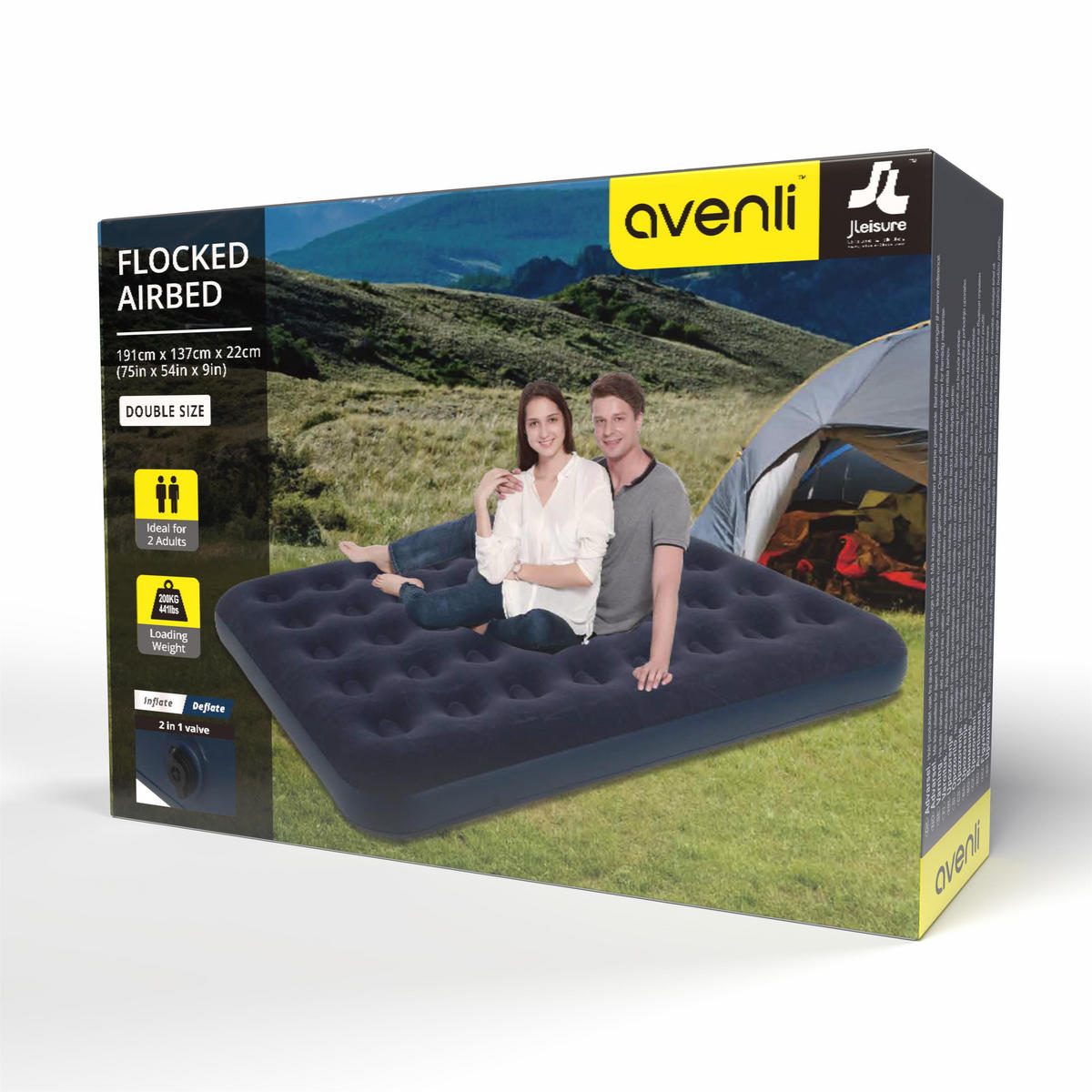 LUFTBETT Luftmatratze Camping 2 Personen 191x137x22cm blau - Blau, Kunststoff (137/191cm) - Avenli